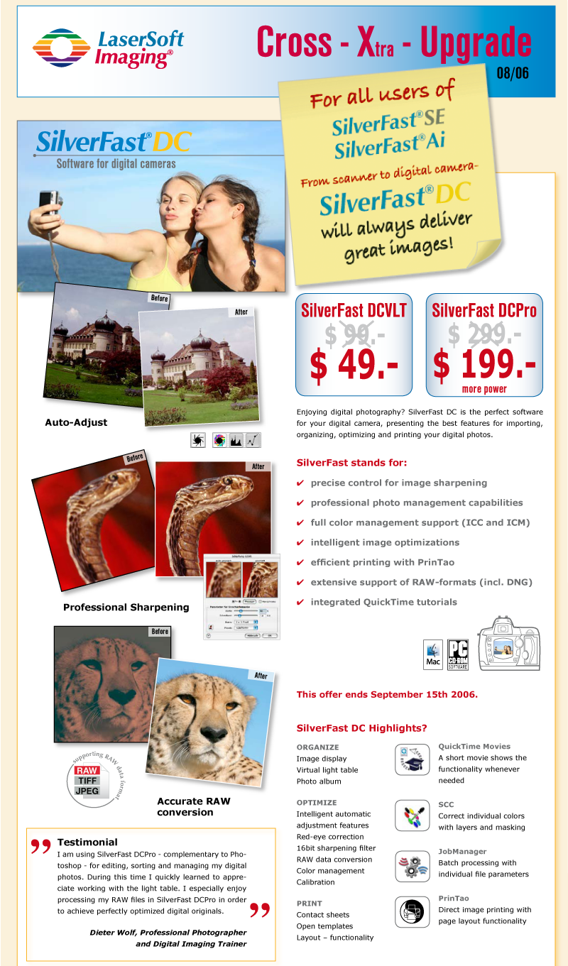 Promotion: SilverFast DC VLT (49$) and SilverFast DC Pro (199$)